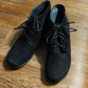 Dansko Suede Renee Laced Up Wedge Ankle Booties